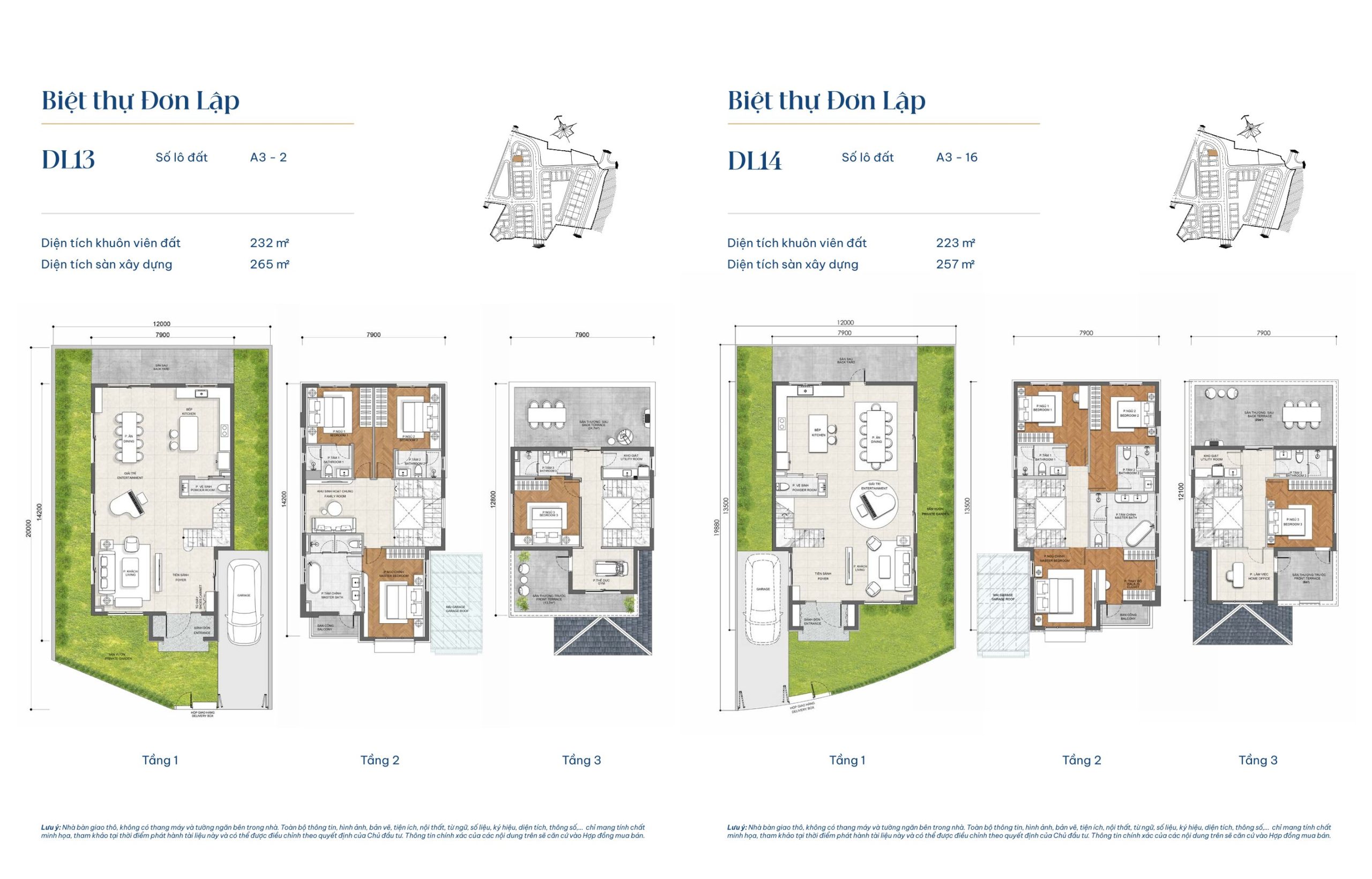 Mẫu biệt thự đơn lập DL13 và mẫu biệt thự đơn lập DL14 – Gladia By The Waters