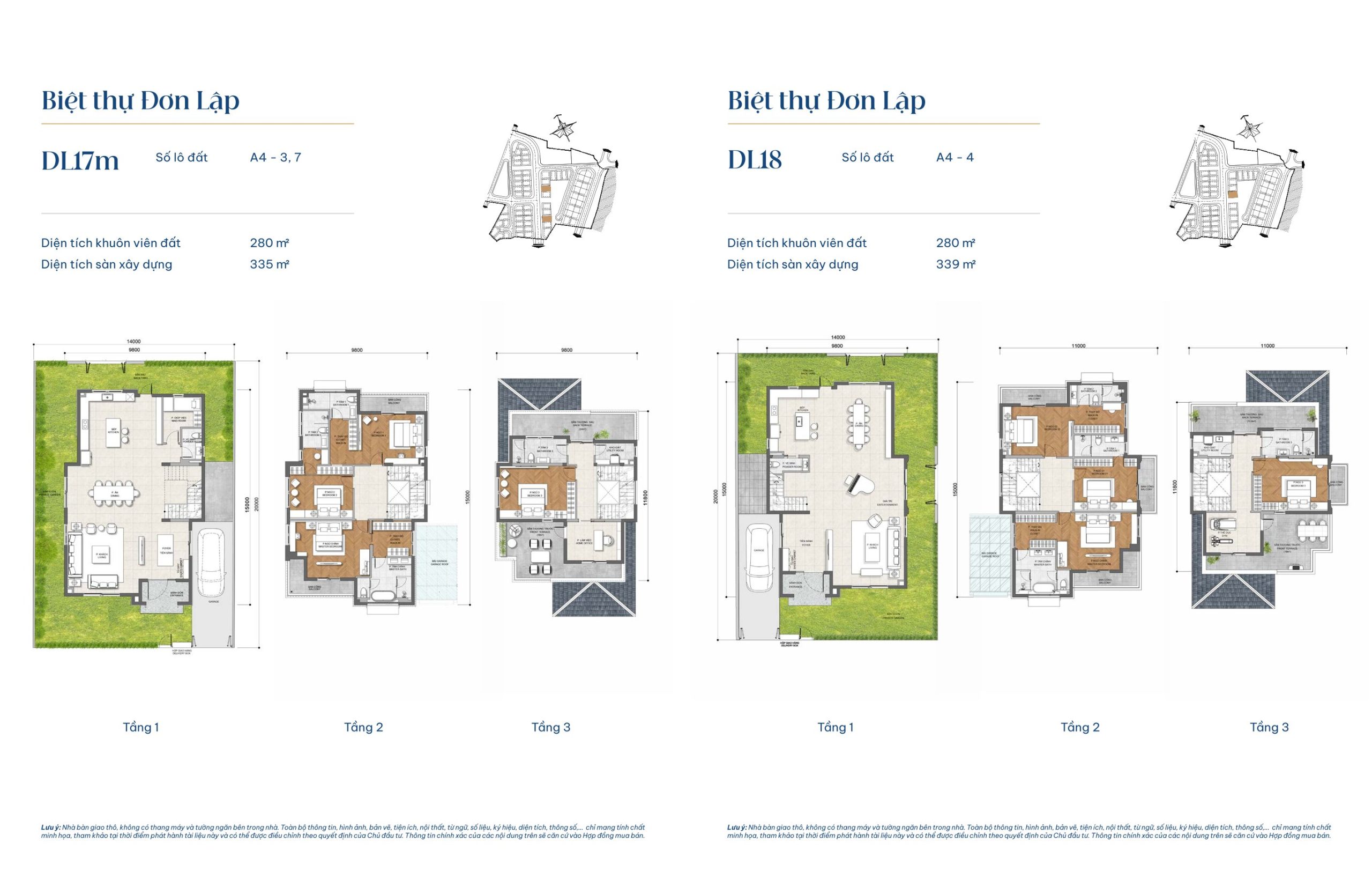 Mẫu biệt thự đơn lập DL17m và mẫu biệt thự đơn lập DL18 – Gladia By The Waters