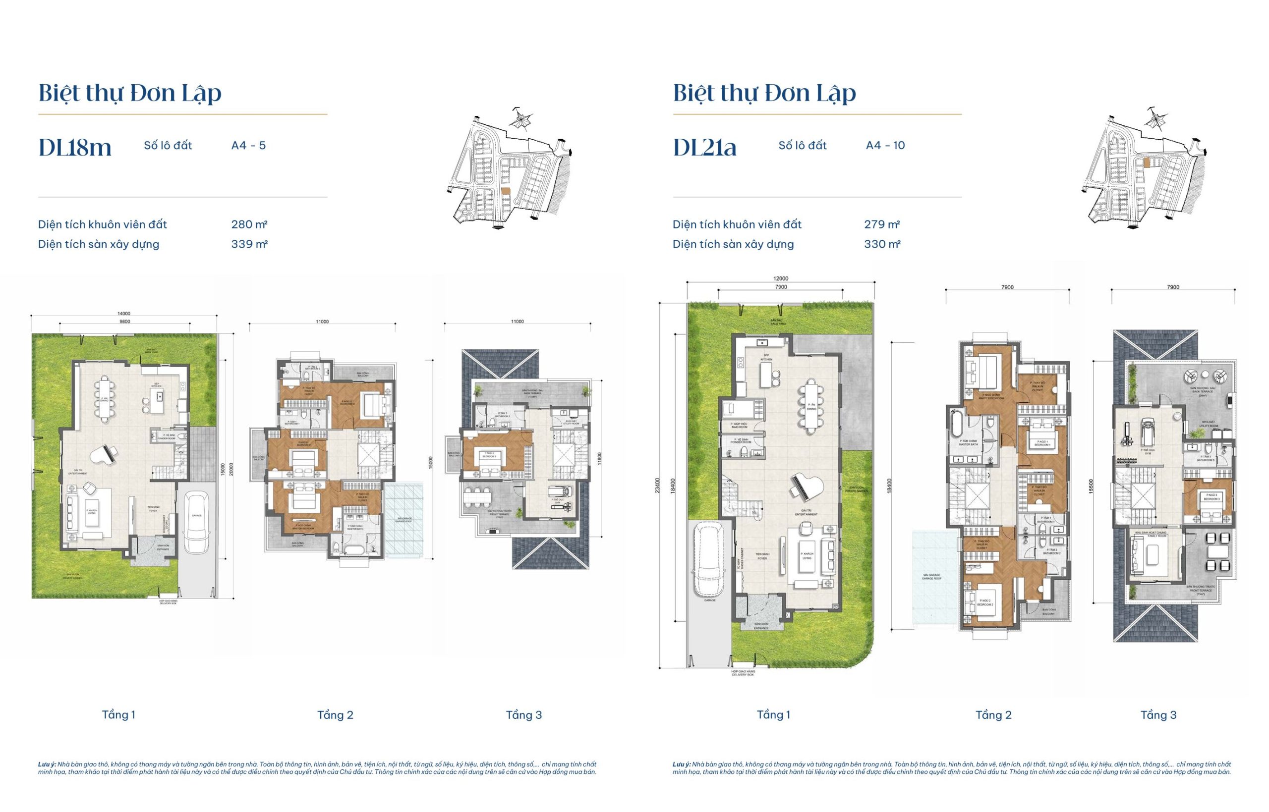 Mẫu biệt thự đơn lập DL18m và mẫu biệt thự đơn lập DL21a – Gladia By The Waters