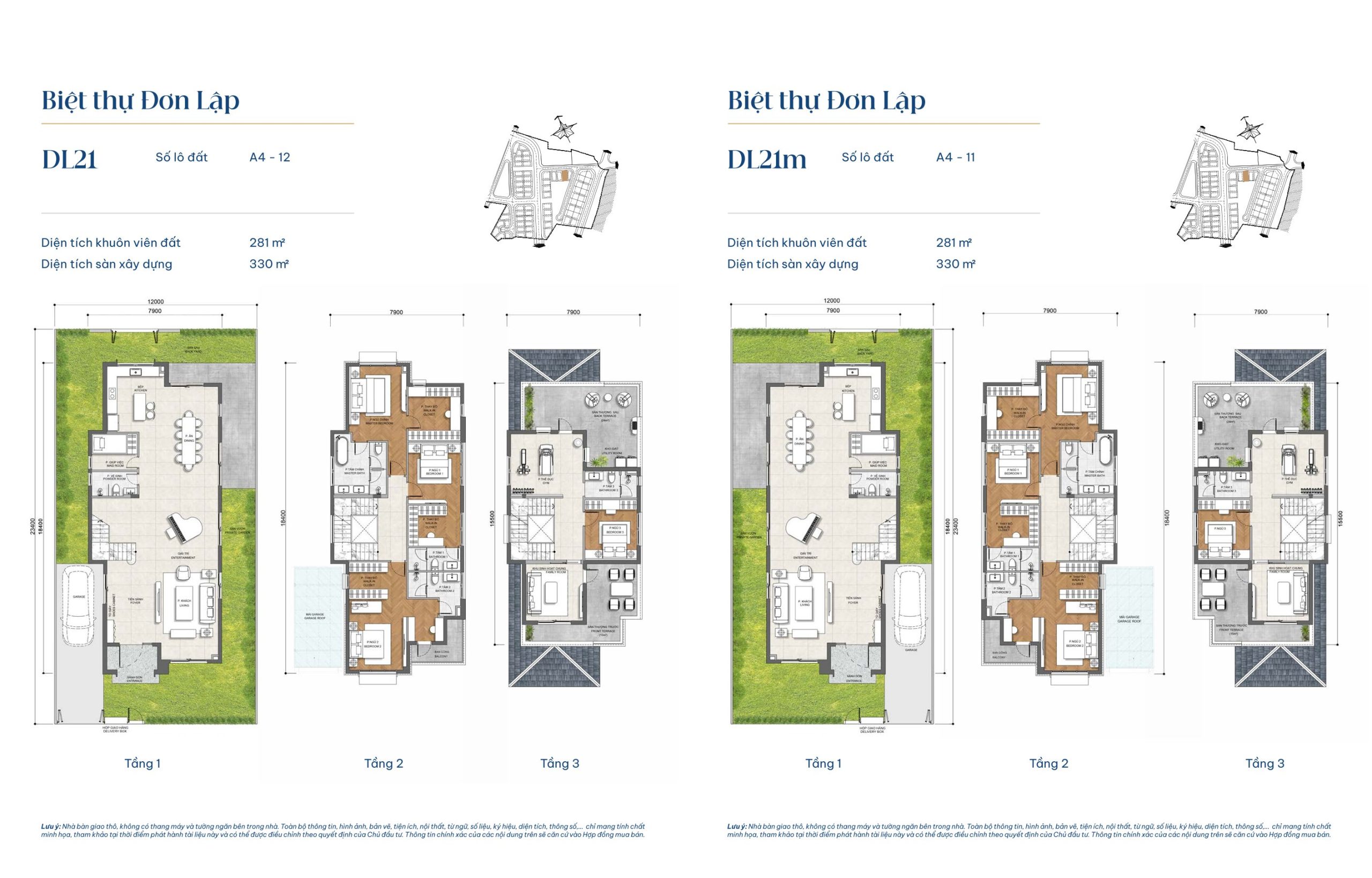 Mẫu biệt thự đơn lập DL21 và mẫu biệt thự đơn lập DL21m– Gladia By The Waters