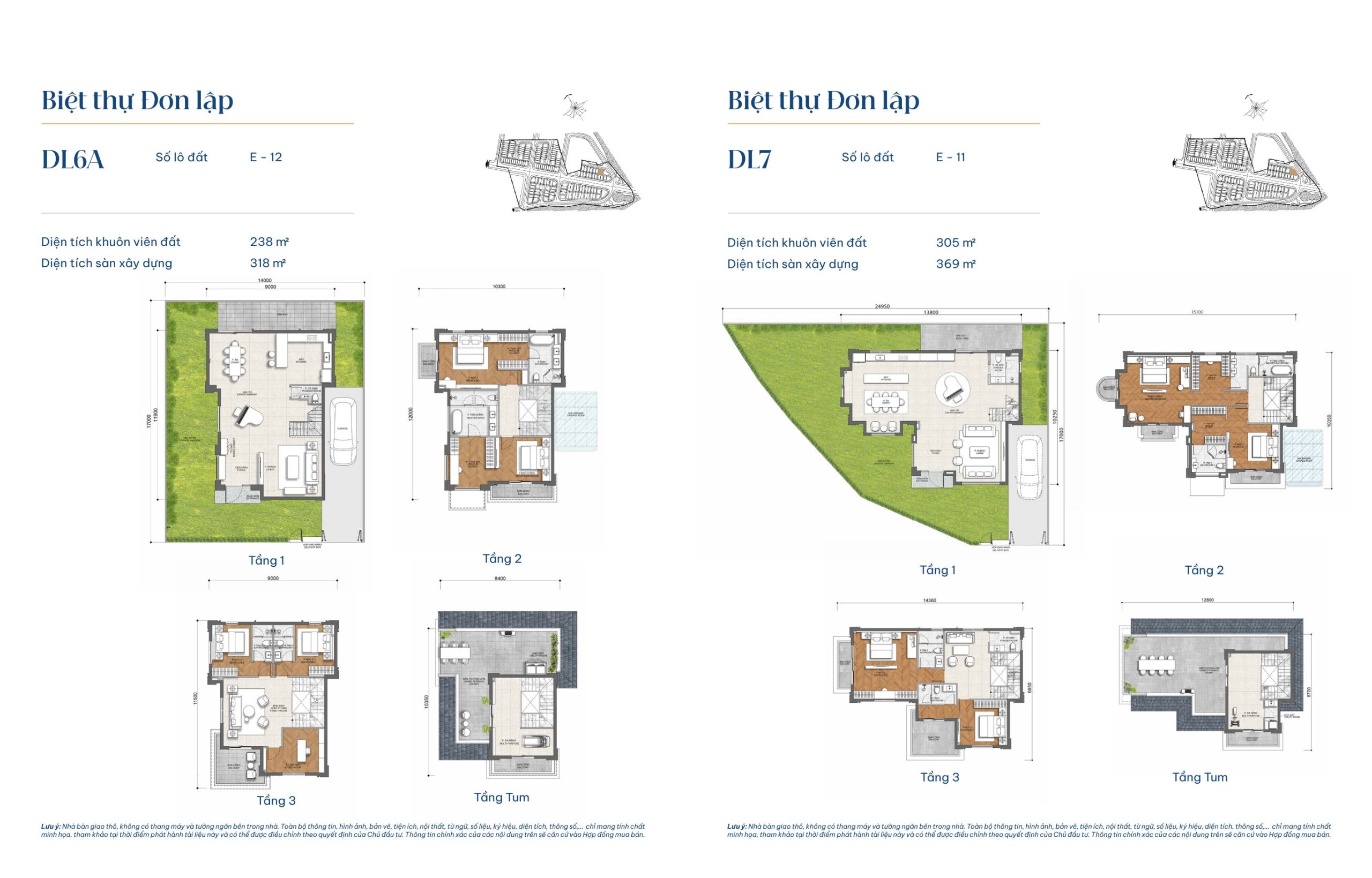 Mẫu biệt thự đơn lập DL6A và mẫu biệt thự đơn lập DL7 – Gladia By The Waters