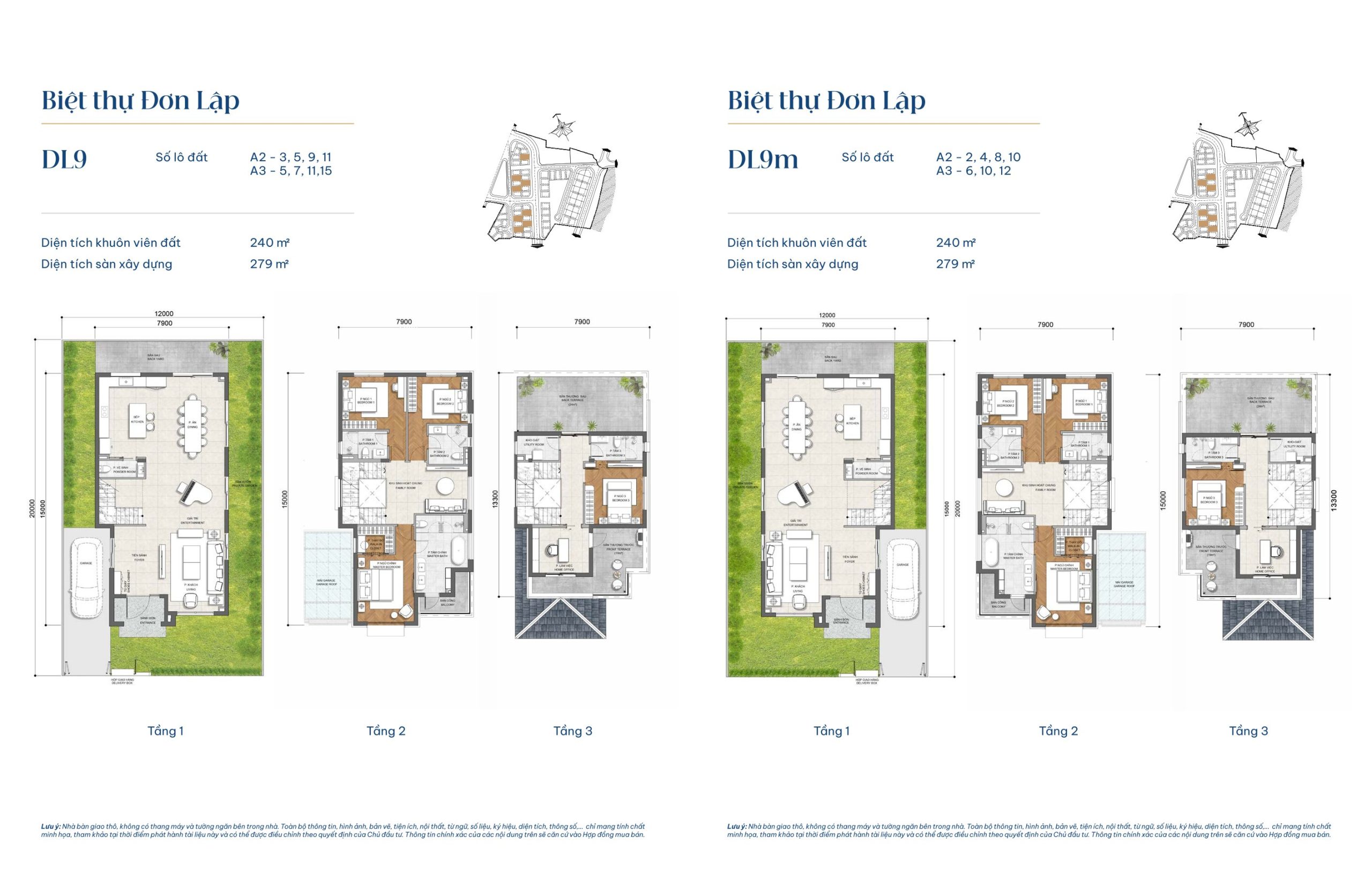 Mẫu biệt thự đơn lập DL9 và mẫu biệt thự đơn lập DL9m - Gladia By The Waters