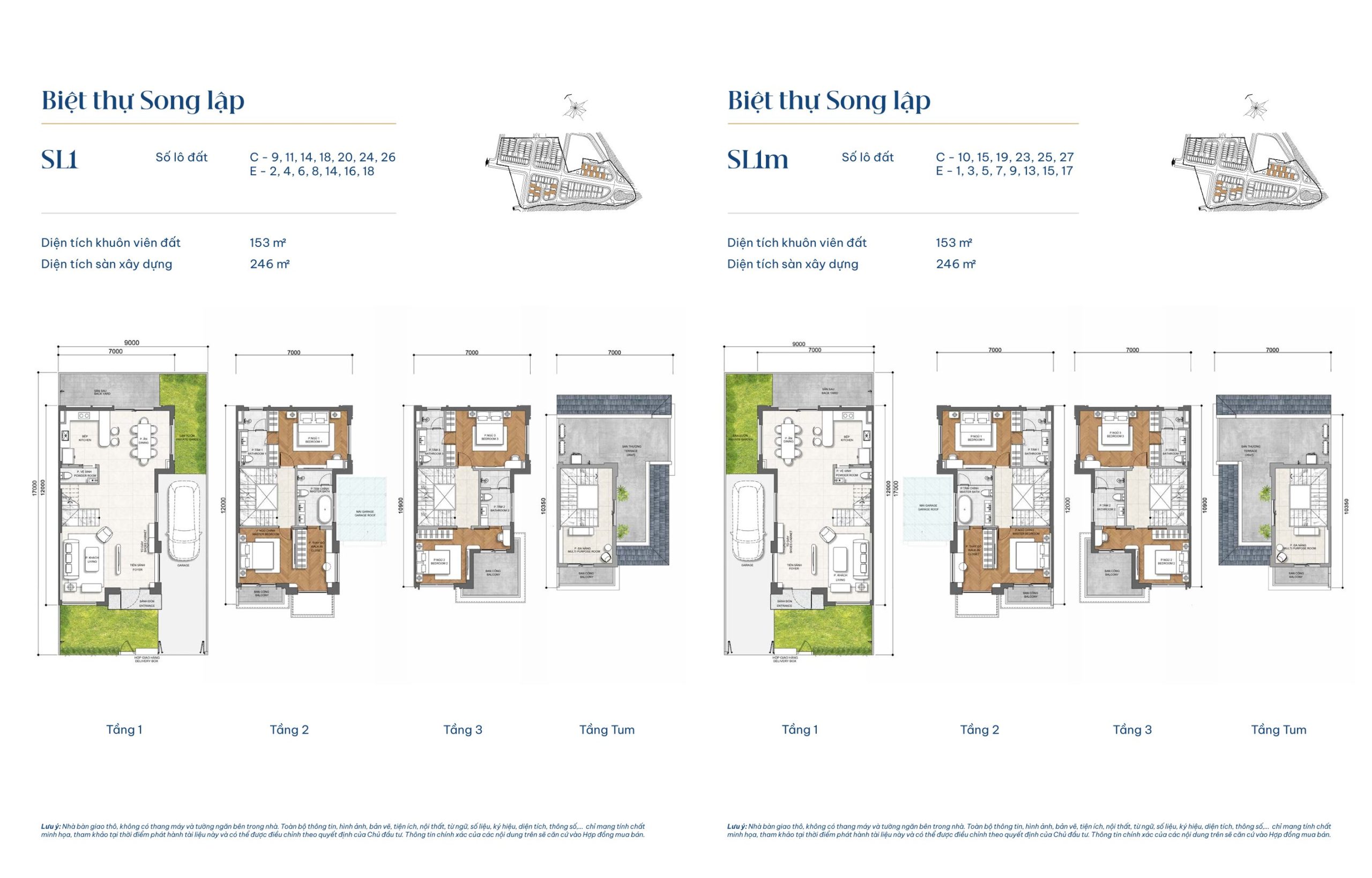 Mẫu biệt thự song lập SL1 và mẫu biệt thự song lập SL1m - Gladia By The Waters