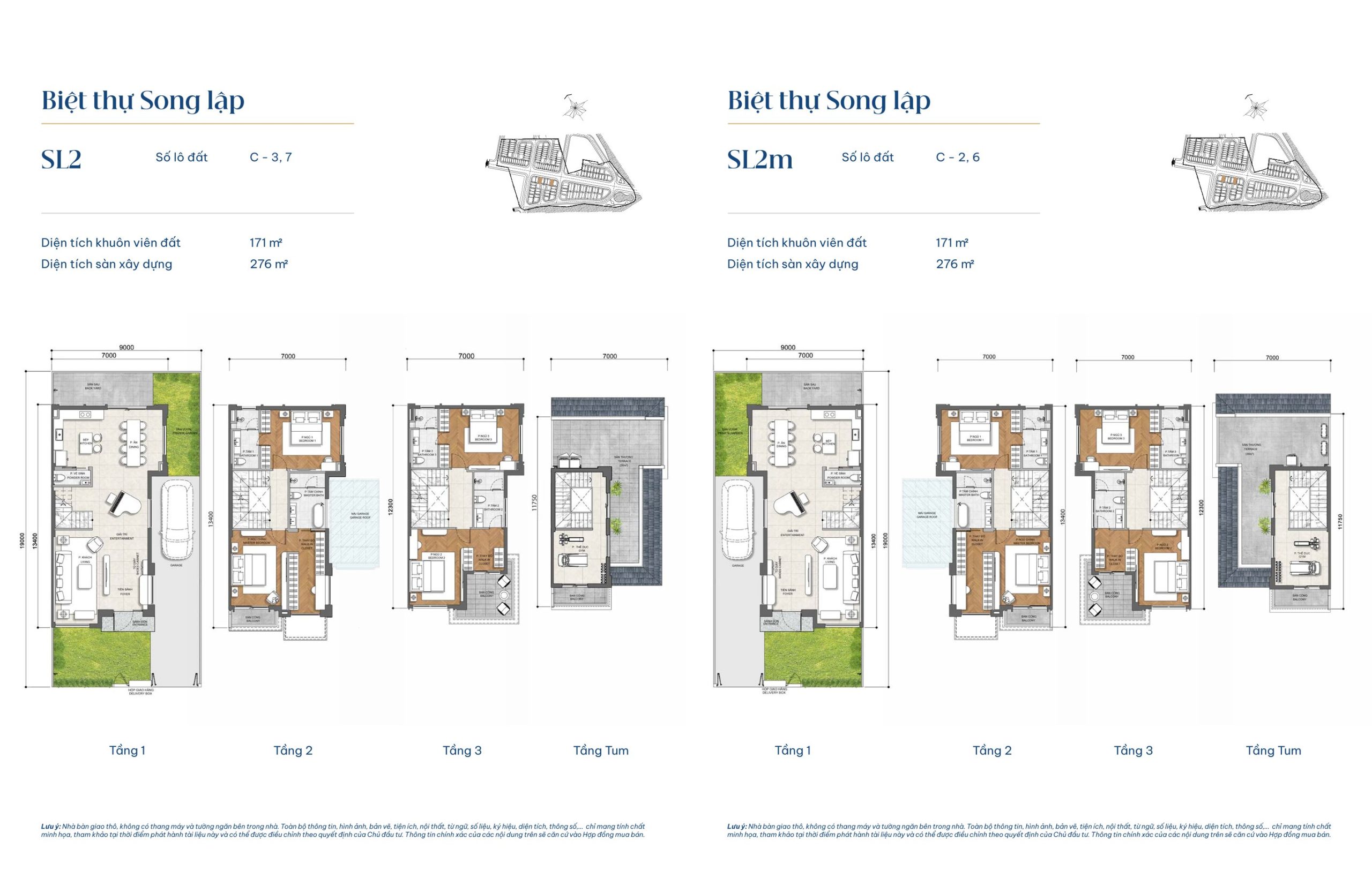 Mẫu biệt thự song lập SL2 và mẫu biệt thự song lập SL2m - Gladia By The Waters