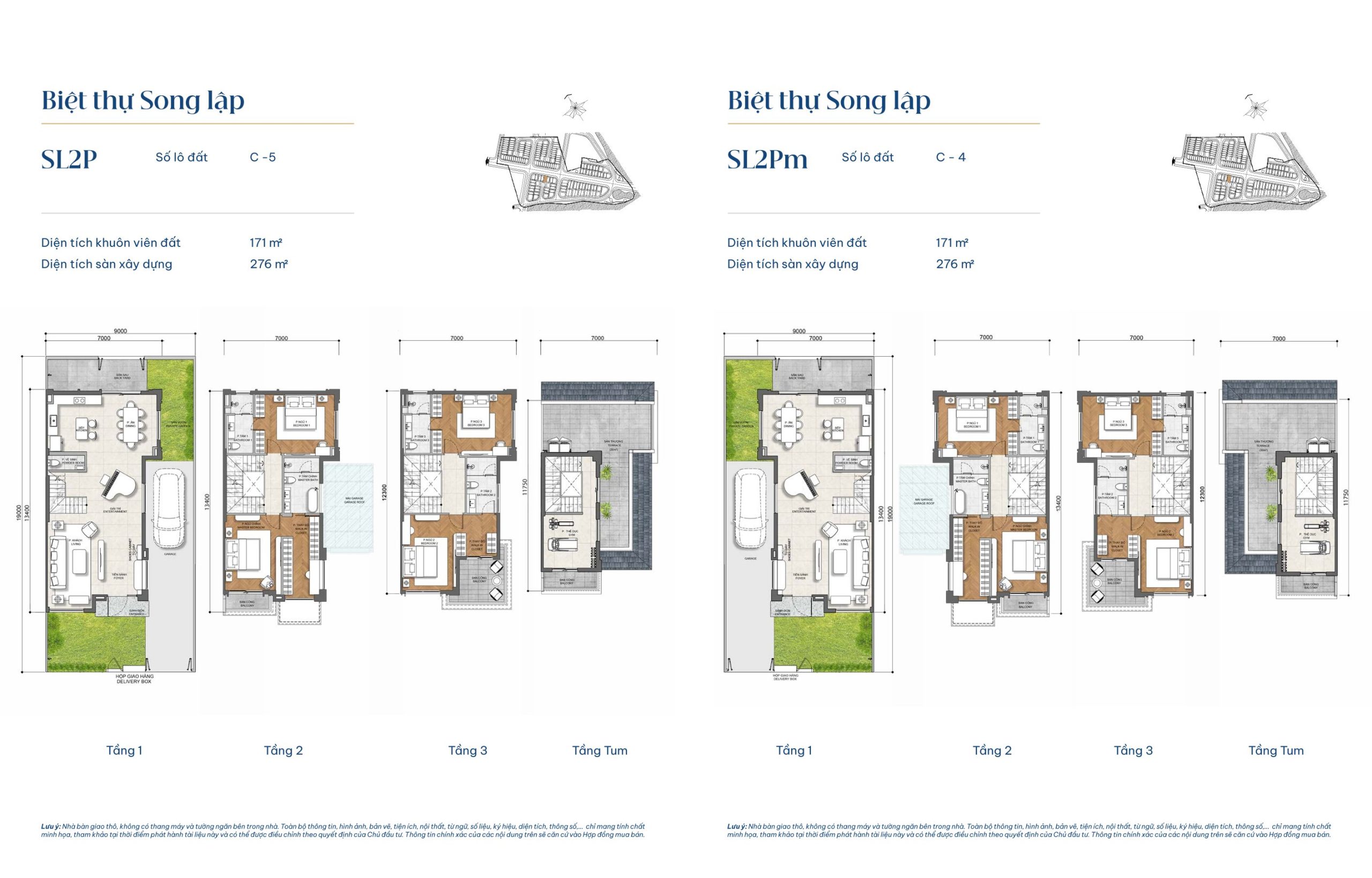Mẫu biệt thự song lập SL2P và mẫu biệt thự song lập SL2Pm - Gladia By The Waters