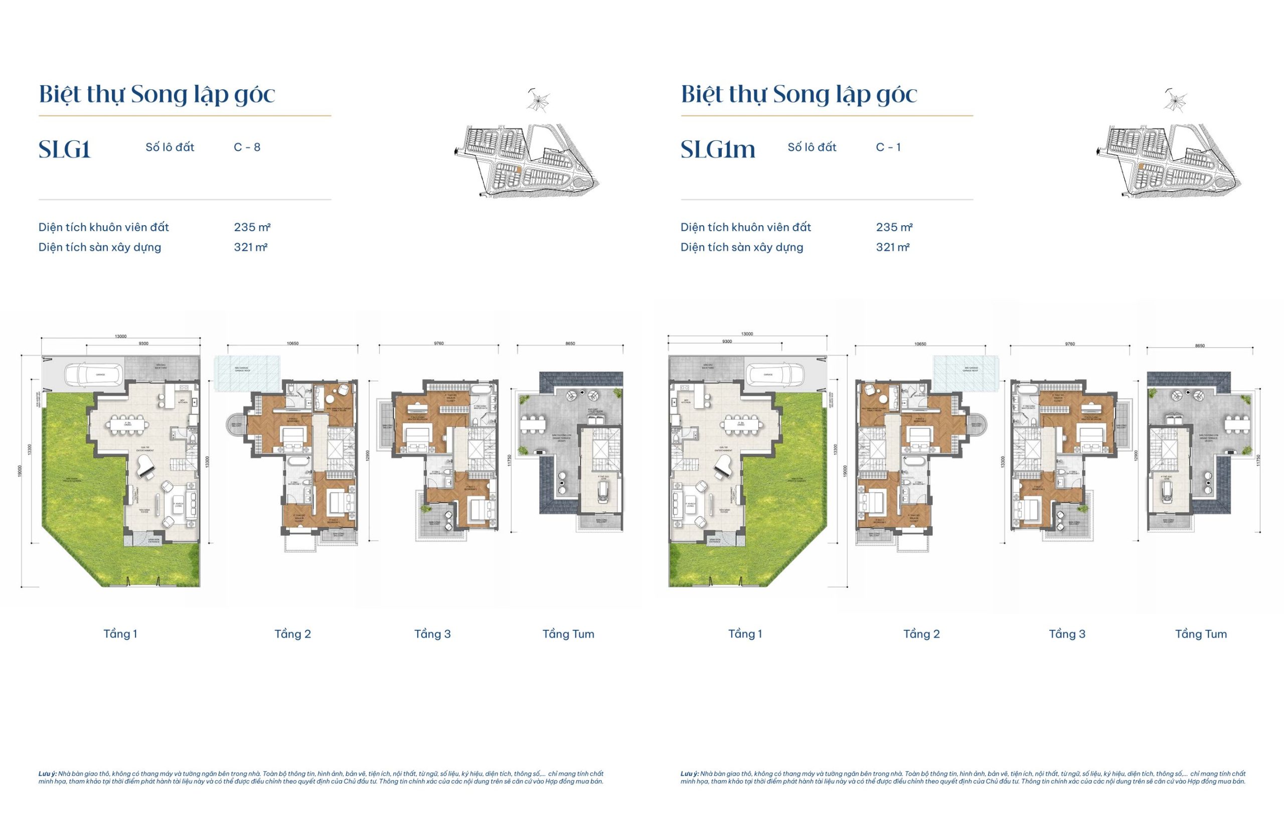 Mẫu biệt thự song lập SLG1 và mẫu biệt thự song lập SLG1m - Gladia By The Waters